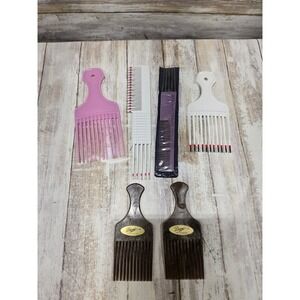 Vintage Diane 129 Hair Pick Comb Set Brown Pink White Purple Styling READ